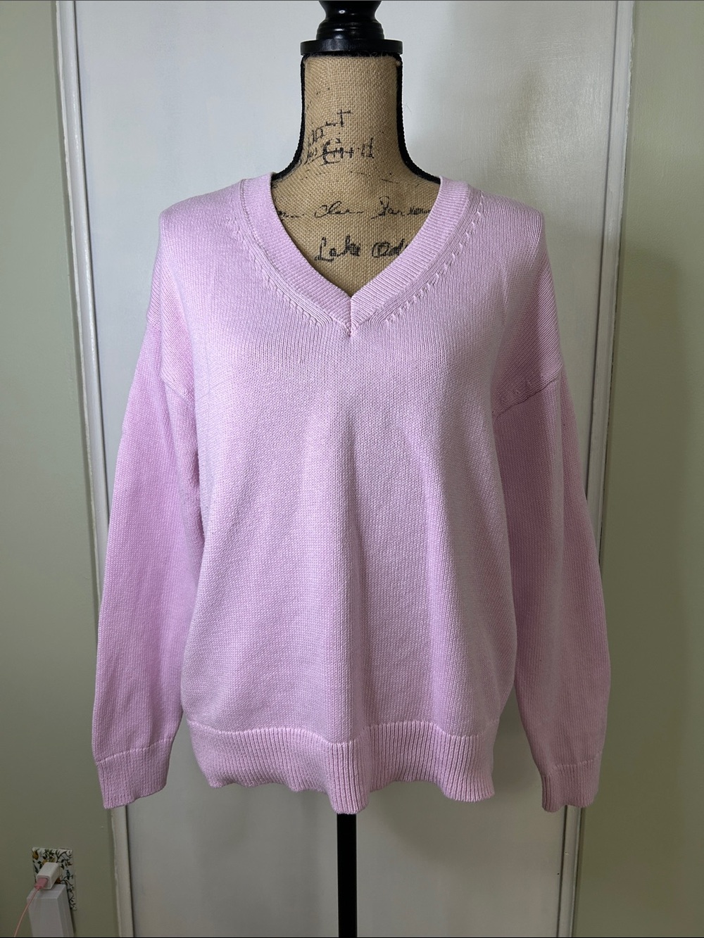 Soft Pink V-Neck Women's Sweater